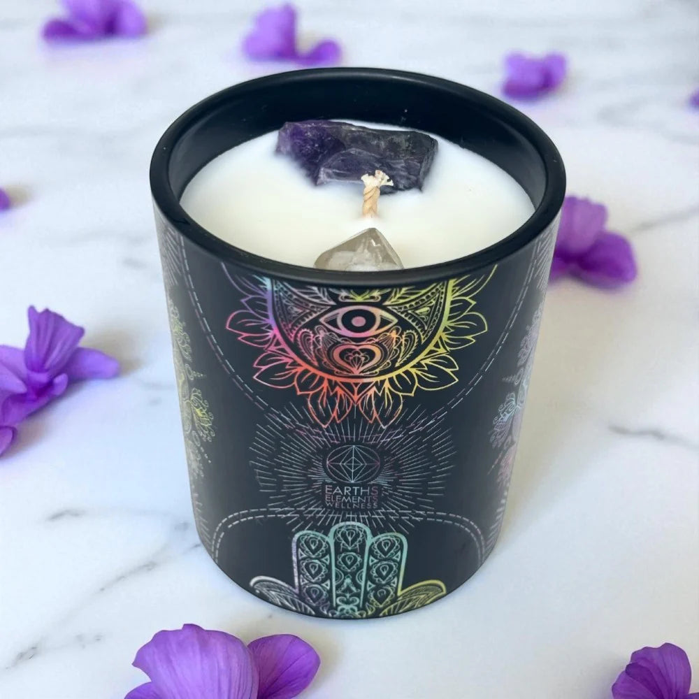 Crystal Candle Hamsa