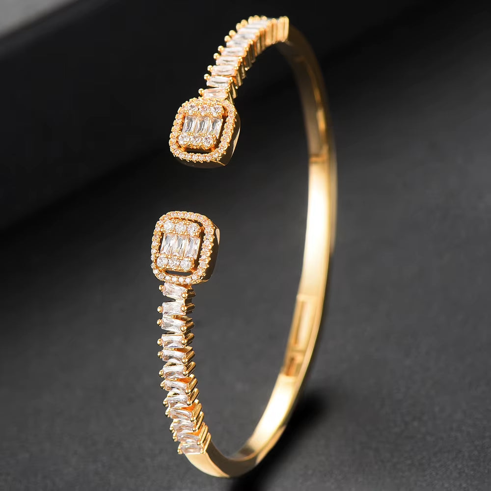Trendy Luxury Stackable Bangle Cuff for Women Wedding Full Cubic Zircon Crystal CZ Dubai Bracelet Party Jewelry 2020