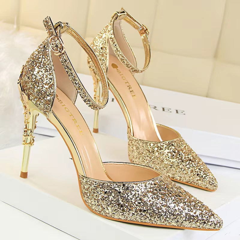 Shoes Heels 2026 New Woman Pumps Sequins High Heels Women Shoes Fashion Ladies Shoes Gold Sliver Stiletto Heels Sandals