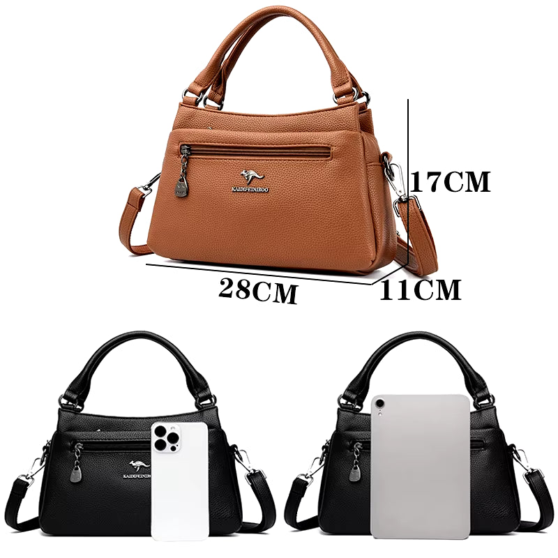 Luxury 100% Top Layer Cowhide Handbag Solid Color Designer Brand Women'S Crossbody Bags Exquisite Hardware LOGO Shoulder Bags