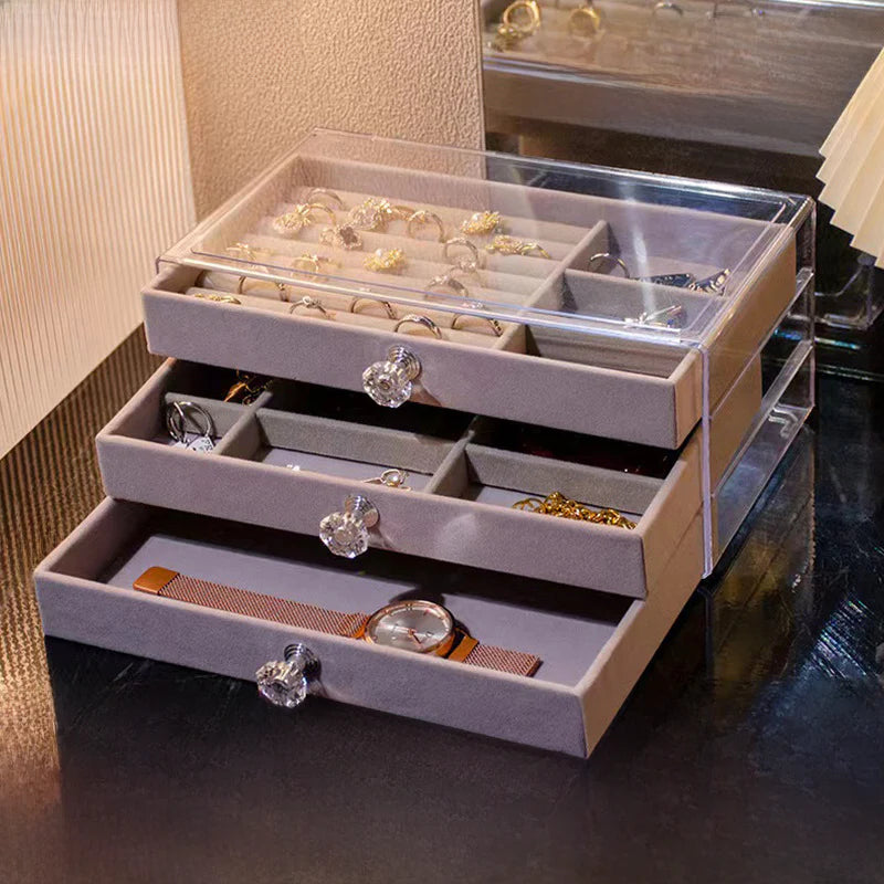 Large Empress Multi-Grid Velvet Jewelry Box