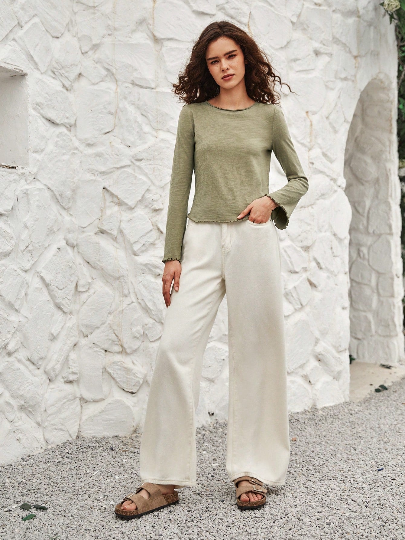 Bohemela Solid Lettuce Trim Tee