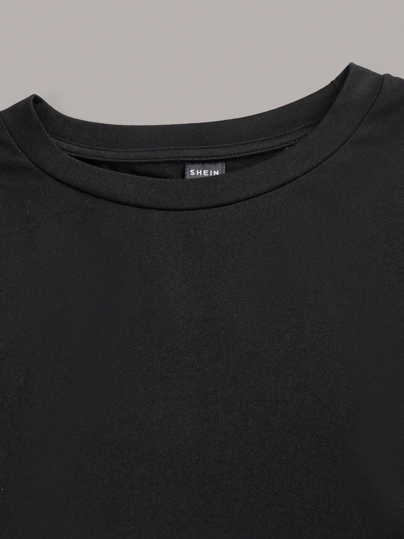 Comfortcana 3Pcs/Set Casual Minimalist Crew Neck Long Sleeve Cropped Fitted Women T-Shirts, Suitable for Spring & Autumn